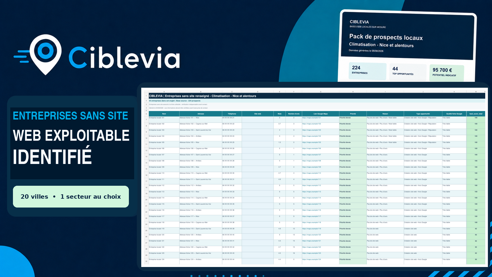 Aperçu de l’offre entreprises sans site web exploitable